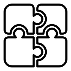 Poster - Jigsaw pieces icon. Outline jigsaw pieces vector icon for web design isolated on white background