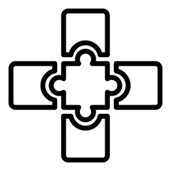 Poster - Jigsaw combination icon. Outline jigsaw combination vector icon for web design isolated on white background