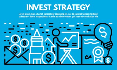 Poster - Invest strategy banner. Outline illustration of invest strategy vector banner for web design