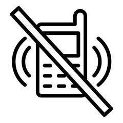 Poster - Crossed out telephone icon. Outline crossed out telephone vector icon for web design isolated on white background