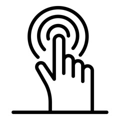 Poster - Finger presses a button icon. Outline finger presses a button vector icon for web design isolated on white background