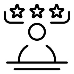 Poster - Person and three stars icon. Outline person and three stars vector icon for web design isolated on white background