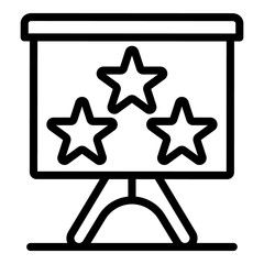 Poster - Three stars on a flipchart icon. Outline three stars on a flipchart vector icon for web design isolated on white background