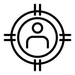 Poster - person in target icon. outline person in target vector icon for web design isolated on white backgro