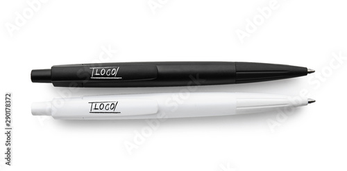 Fotomural Stylish pens on white background