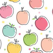 Cute Sweet Apples Seamless Pattern Vector.