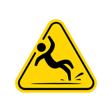 Yellow Triangle Caution Slippery Floor Logo Sign Vector