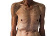 © Nuttapong punna - old man Skinny torso in a white background. Copy space