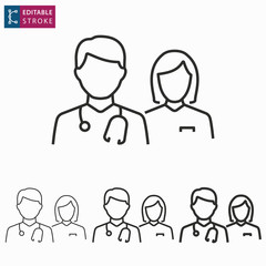 Aufkleber - Doctor line icon on white background. Editable stroke.