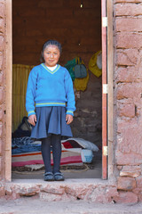 Tranquil native american schoolgirl wearing uniform.