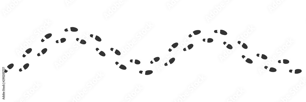 Wave shaped decorative frame with footprints - obrazy, fototapety, plakaty 