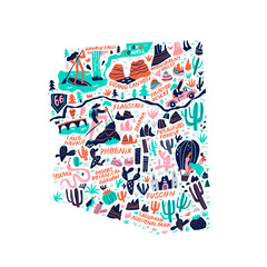 Arizona map flat hand drawn vector illustration