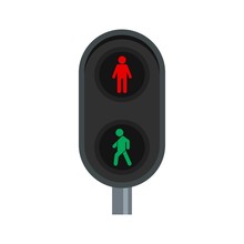 City Pedestrian Traffic Lights Icon. Flat Illustration Of City Pedestrian Traffic Lights Vector Icon For Web Design