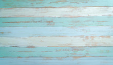 Vintage Beach Wood Background - Old Blue Color Wooden Plank