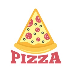 Sticker - Pizza salami slice logo. Flat illustration of pizza salami slice vector logo for web design