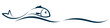 Symbol of a stylized sea fish with wave.