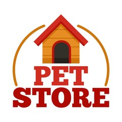 Wall Mural - Pet store dog house logo. Flat illustration of pet store dog house vector logo for web design