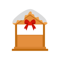 Poster - Wood xmas kiosk icon. Flat illustration of wood xmas kiosk vector icon for web design