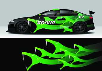 Wall Mural - car wrap with colorful modern line vector design