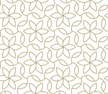 Seamless Pattern With Abstract Geometric Line Texture, Gold On White Background. Light Modern Simple Wallpaper, Bright Tile Backdrop, Monochrome Graphic Element