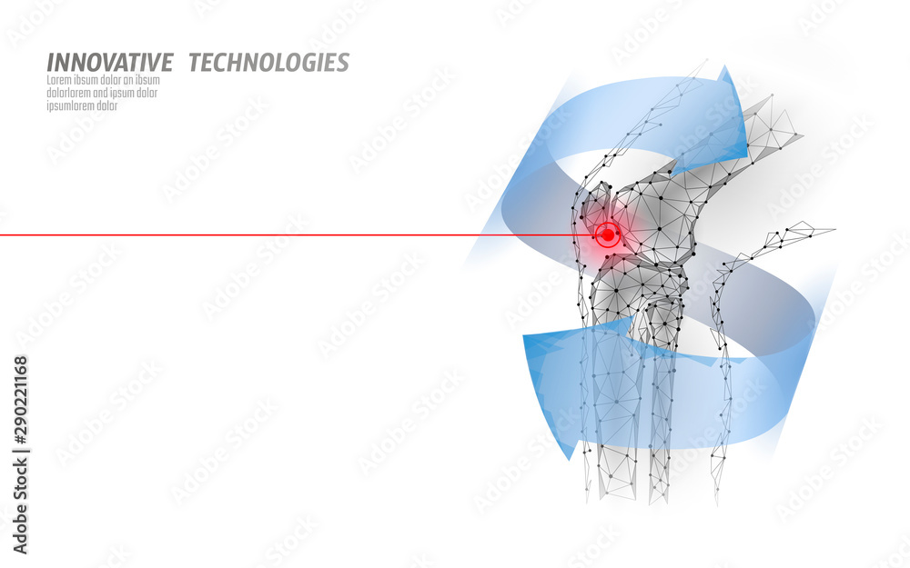 Human knee joint 3d model vector illustration. Low poly design future ...