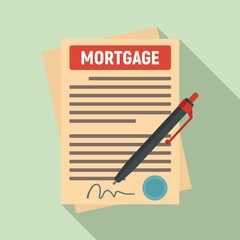 Canvas Print - Mortgage contract paper icon. Flat illustration of mortgage contract paper vector icon for web design