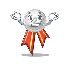 Canvas Print - Grinning silver medal isolated with the character