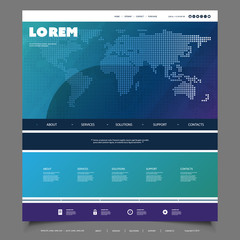 Poster - Global Business, Technology - Website Template Design with World Map