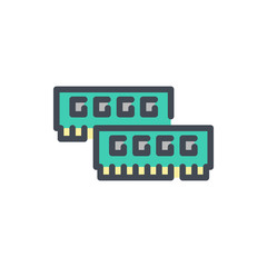 Poster - Memory card for computer color line icon. RAM vector outline colorful sign.