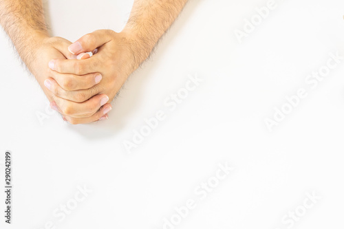 手を組んだ男性の手元 Stock Photo Adobe Stock