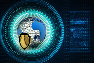 Poster - 3d illustration Security concept - shield 