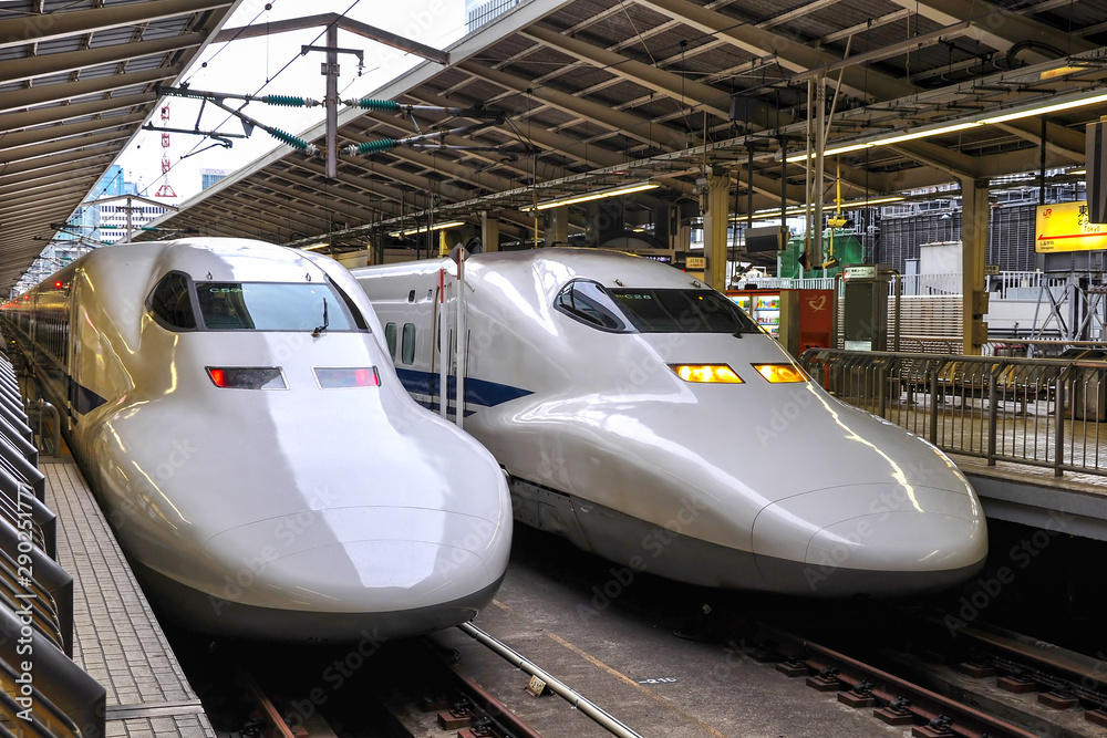 TOKYO, JAPAN Shinkansen high-speed bullet trains at Tokyo station Stock ...