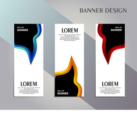 Wall Mural - Roll up banner design template, vertical, Colorful abstract banner background, pull up design, modern x-banner, rectangle size