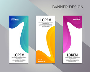 Wall Mural - Roll up banner design template, vertical, Colorful abstract banner background, pull up design, modern x-banner, rectangle size