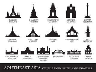 Sticker - Southeast Asia Cities Landmarks Silhouette