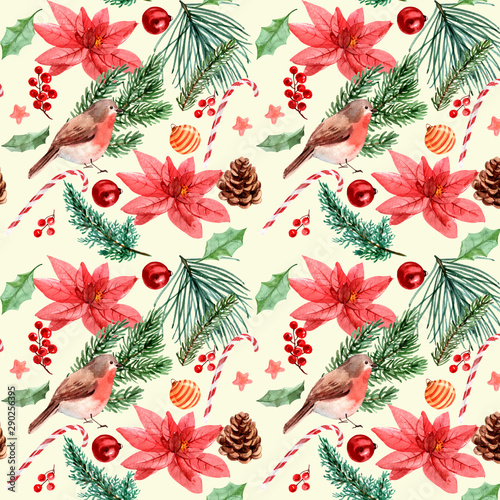 seamless floral pattern with red flowers