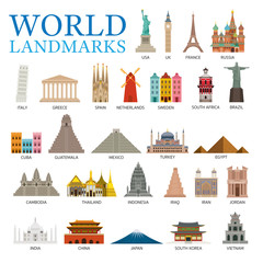 world countries landmarks set