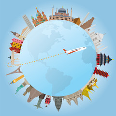 Wall Mural - World Landmarks and Travel Around the World Concept