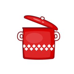 Sticker - Vector illustration of red saucepan