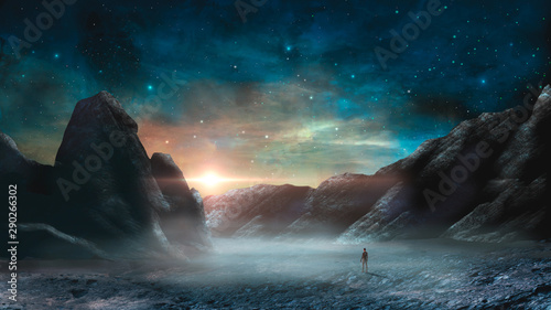 czlowiek-stojacy-w-magii-science-fiction