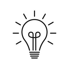 Poster - Light bulb line icon vector. Flat lamp sign. Idea symbol.