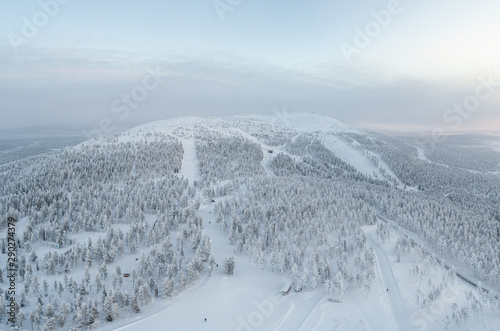 Photographie Aerial view of Levi fell and ski resort at winter