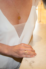 Wall Mural - necklace pendant on the neck of woman bride