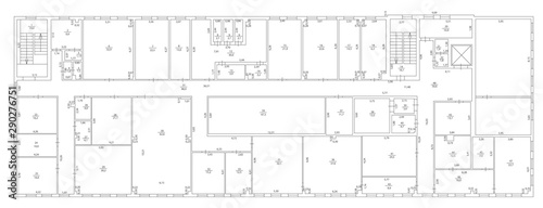 Fotografía Architecture plan and blueprint monochrome background, vector illustration