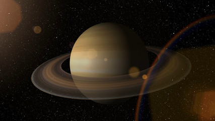 Wall Mural - giant gas planet saturn and rings cg animation. realistic 3d rendering of beautiful planet saturn wi