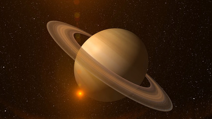 Wall Mural - giant gas planet saturn and rings cg animation. realistic 3d rendering of beautiful planet saturn wi