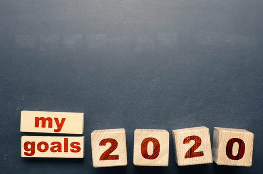 My goals 2020 on wooden blocks
