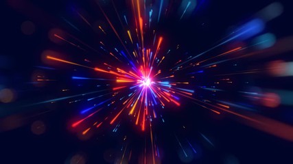 Wall Mural - Red blue fireworks abstract cosmic background