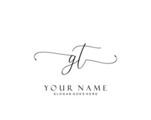 Initial GT Beauty Monogram And Elegant Logo Design, Handwriting Logo Of Initial Signature, Wedding, Fashion, Floral And Botanical With Creative Template