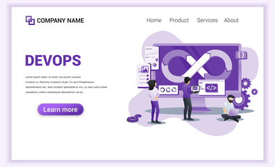 Poster - Modern Flat design concept of Programmers at work concept, software development with characters. Can use for web banner, business analysis, landing page, website template. Flat vector illustration
